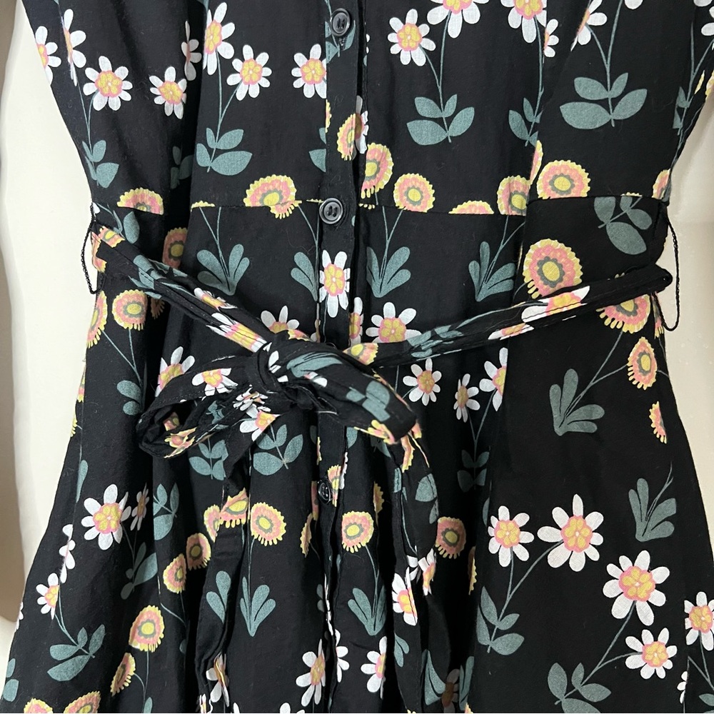 BODEN KITTY SHIRT DRESS BLACK FLORAL SIZE 2 - Picture 6 of 12